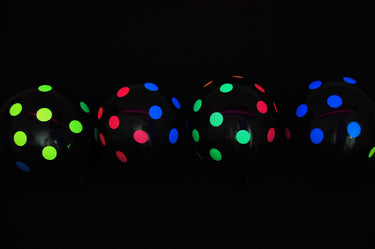 11 Inch UV Blacklight Neon Polka Dot Black Latex Print Balloons